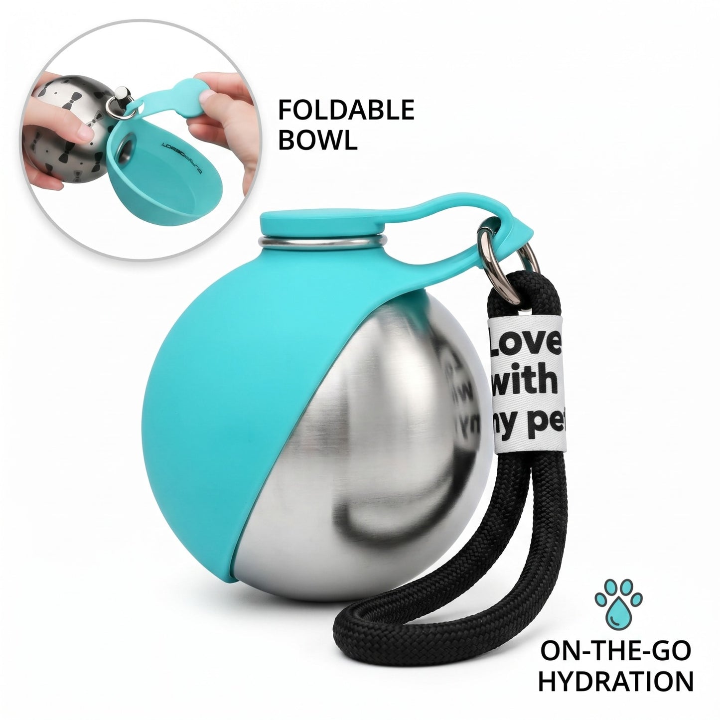 2 in 1 Portable Leak-Proof Stainless Dog Water Bottle