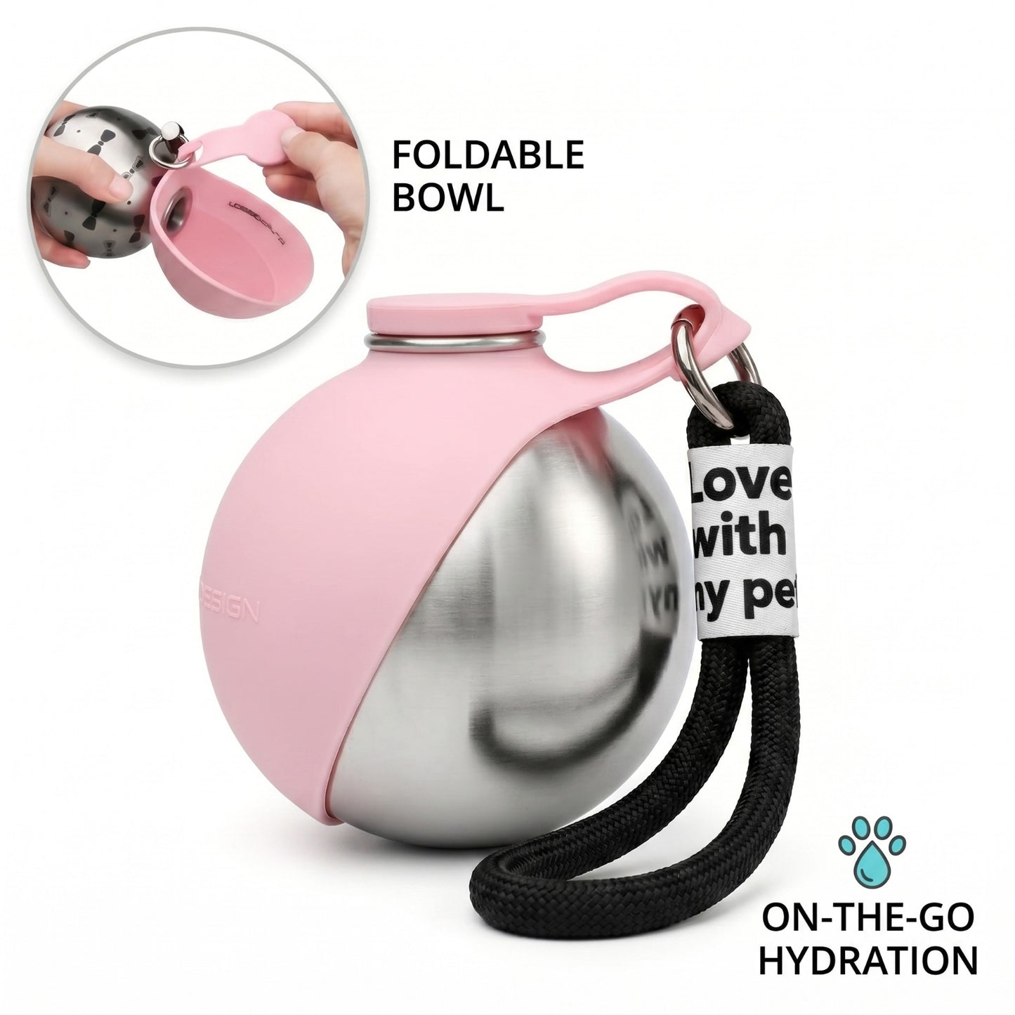 2 in 1 Portable Leak-Proof Stainless Dog Water Bottle