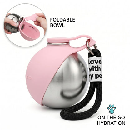 2 in 1 Portable Leak-Proof Stainless Dog Water Bottle