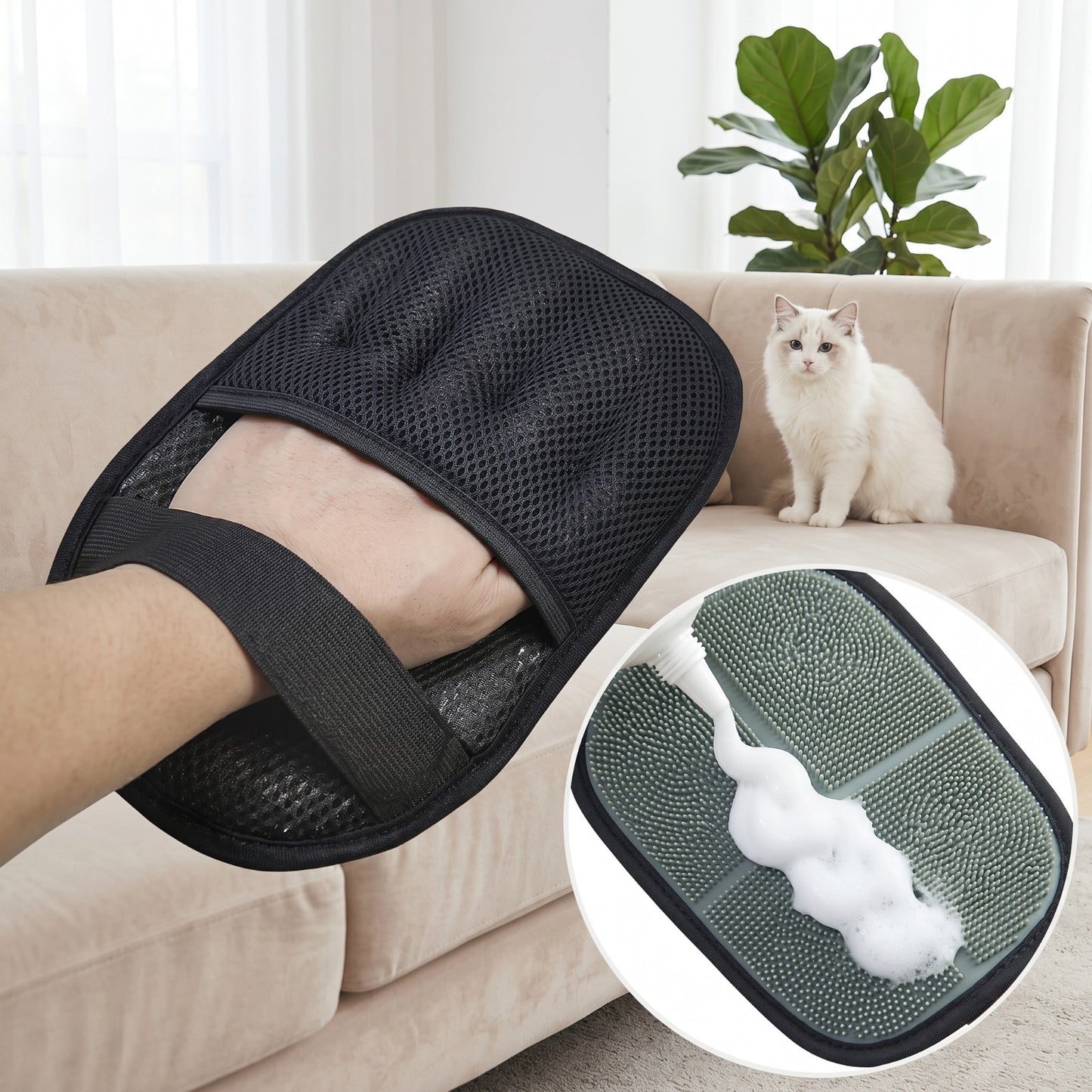 2 pcs Upgraded Fingers Reusable Pet Hair Cleaning Gloves