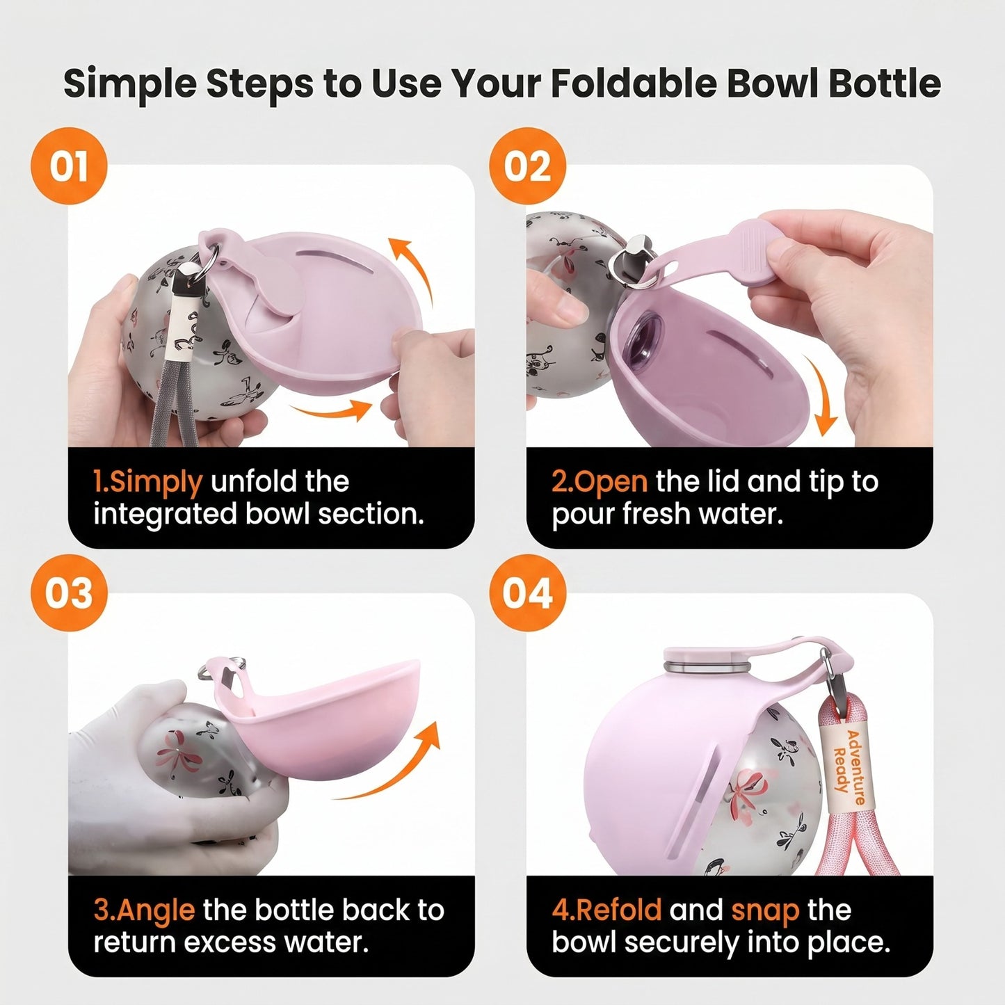 2 in 1 Portable Leak-Proof Stainless Dog Water Bottle